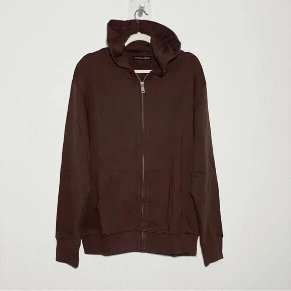 Naked Wardrobe Women's HOODIE SWEATSHIRT Chocolate Brown Full Zip Size M - Picture 1 of 8